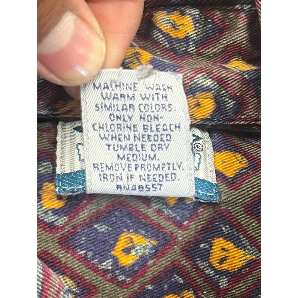 Vintage 90s Cambridge Classics Shirt Mens Large Multicolor Geometric Button Down - Picture 6 of 7